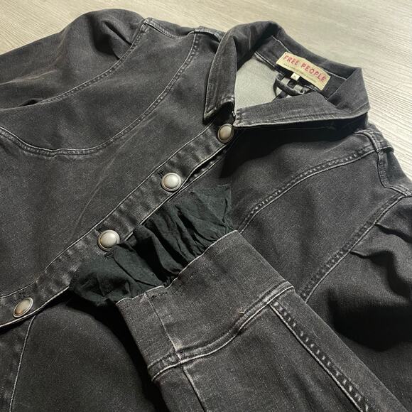 Free People Suki Jacket In Washed Black Size XL - Picture 3 of 10